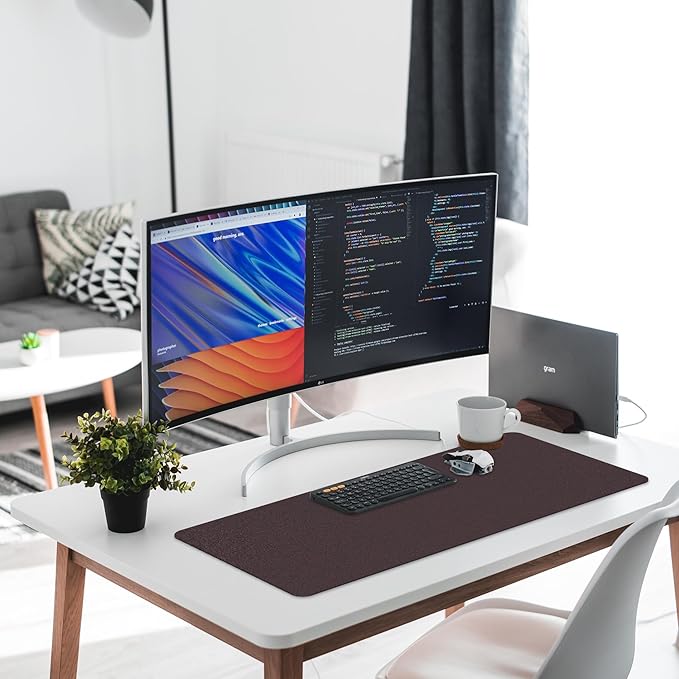 Leather Desk Pad Protector,Non-Slip Desk Pad,on-Slip PU Leather Large Mouse Pad,Easy Clean Desk Protecor Mat,Writing Pad for Office Work/Home/Decor(Sea Blue, 35.4" x 17")