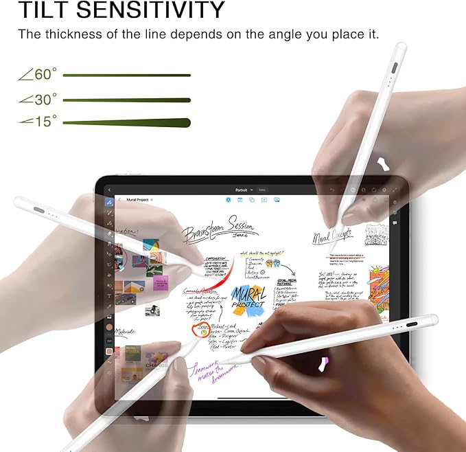 Stylus Pen for iPad 2018-2025, 15 Mins Fast Charging Magnetic Pencil (1st Generation) with Tilt Sensitivity & Palm Rejection for iPad 6-8/9/10/11, Air 3/4/5/M2/M3, Mini 5/6/7, Pro 11/12.9/M4/M5