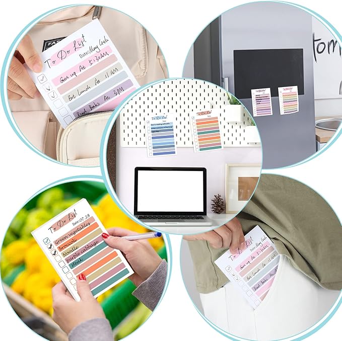 4 Packs to Do List Notepad, 200 Sheets Daily to Do List Sticky Notes 4x6Inches Memo Pad Color Portable Planner for Coworkers Funny Office Gifts, 4 Cute Designs