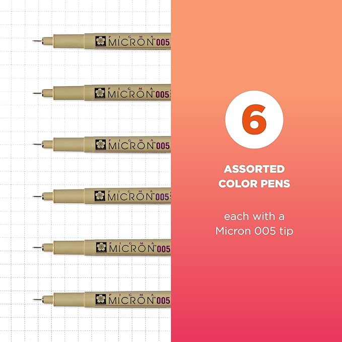 SAKURA Pigma 30064 Micron Blister Card Ink Pen Set, Colors may vary, 2-mm