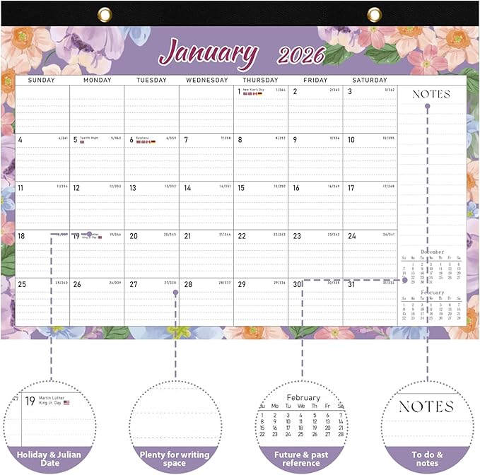 2026 Desk Calendar, Large Desktop/Wall Monthly Calendar (Jan. 2026 - Jun. 2027) 17'' x 12'' Personal Desk Planner for Teacher Family School Office Supplies