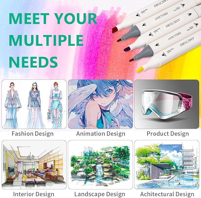 Alcohol Markers 120 Colors with Base Support, Drawing Art Markers Perfect for Students Kids and Adults Comics Sketching Illustration Artistic Creation Gift