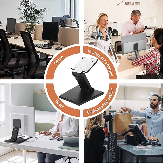 Jakeko Lay Flat Low Profile Monitor Stand - For 14-24" Screens Ergonomic Adjustable Desktop Mount With 100x100mm Compatibility