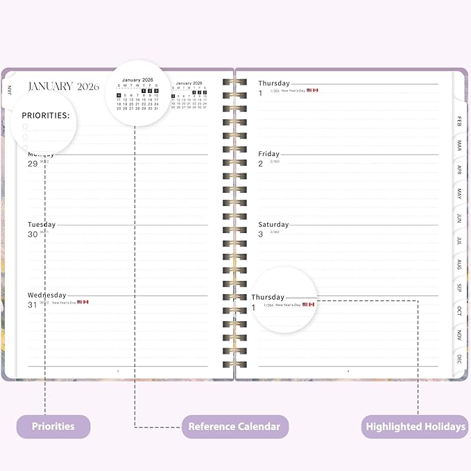 2026 Planner, Weekly and Monthly Calendar Academic Planner, Jan 2026 - Dec 2026, 8.5‘’ x 11'', Planning Agenda Book for Desk Accessories and School Supplies - Letter Size