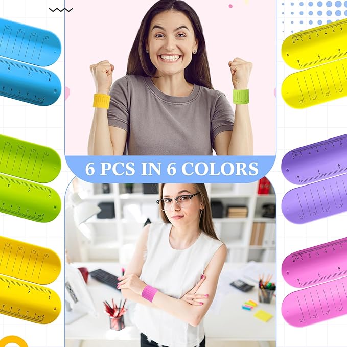 6 Pcs Nurse Silicone Bracelet to Do List Slap Silicone Reminder Bracelet Reusable Wearable Wrist Waterproof for Work Wrist Strap(Bright Color,Regular Style)
