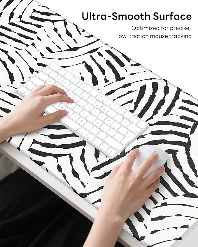 XL Gaming Mouse Pad, 31.5x17.5'' Large Desk Mat with Anti-Slip Rubber Base & Stitched Edges for Gaming, Office, Home - Tiger Stripes
