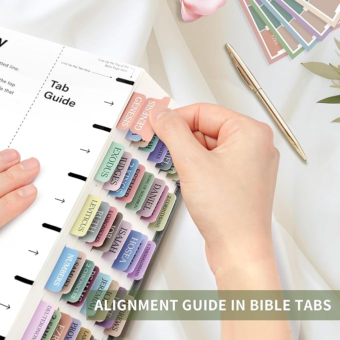 Bible Tabs for Women & Men, Laminated Bible Tabs for Study Bible, Large Print Bible Tabs for Easy Navigation, Bible Index Tabs, 66 Tabs Old & New Testament, Extra 9 Blank Tabs - Macaron