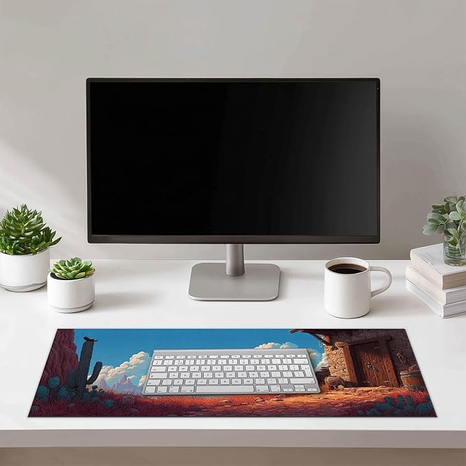 Large Mouse Pad Gaming Mousepad 31.5 x 11.8 Inch Keyboard Desktop Mat Diatomite XL Mouse Pad for Home and Office Desk Accessories with Western Desert Cabin Landscape Artwork Diatomite