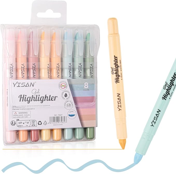 YISAN Bible Highlighter, Dry Highlighter,No Bleed, 8 Pastel Colors,70627