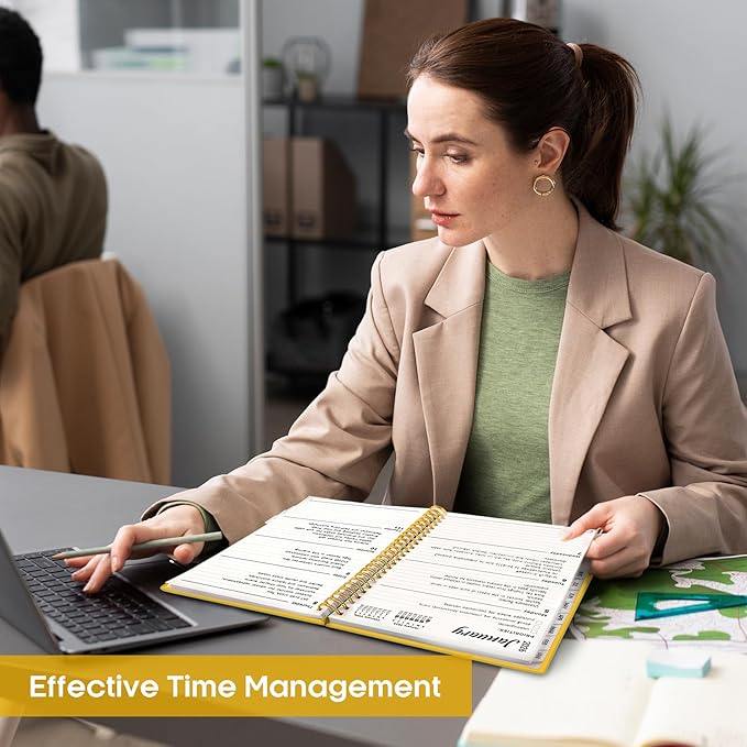 2026 Planner, Weekly and Monthly Calendar Planner, January 2026 - December 2026, Hardcover 2026 Calendar Book with Tabs For Women & Men, Inner Pocket, Spiral Bound, Perfect for Office Home School Supplies - A4 (8.5" x 11"), Yellow