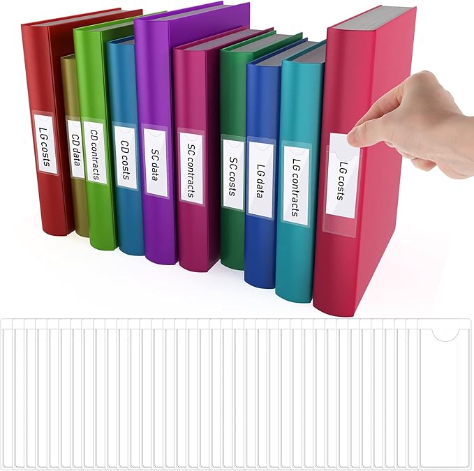Chinco 30 Pack Self-Adhesive Index Card Pockets with Top Open for Loading - Ideal Index Card Holder for Organizing and Protecting - Crystal Clear Plastic (1.2 x 3.35 Inches)