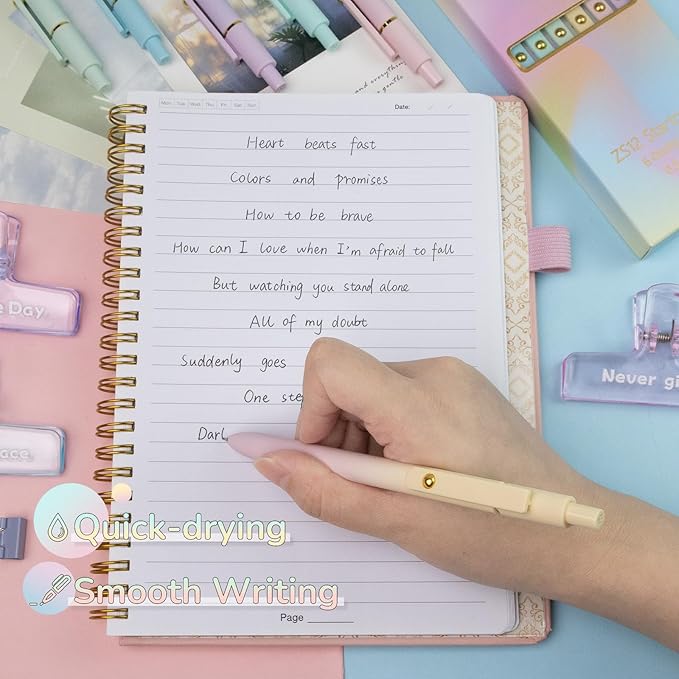 Gel Pens, 12 Pcs 0.5mm Fine Point Smooth Writing Pens Japanese Cute Pens, High-End Series Black Ink Pens for Journaling Note Taking, School Office Supplies for Women Men (12 Pcs Ombre)
