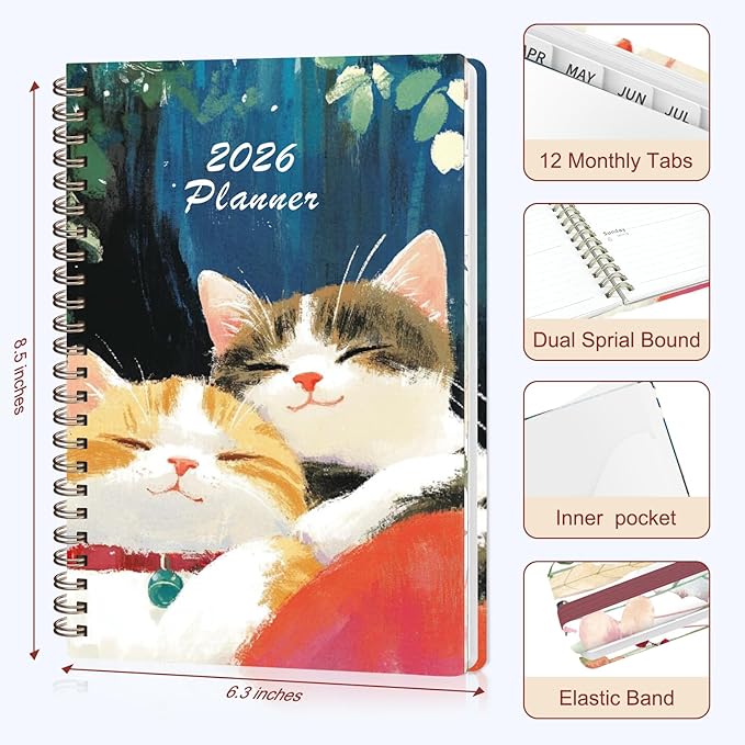 2026 Planner, Weekly and Monthly Calendar Planner Organizer, January-December, Academic Planning Agenda Book, Office School Home Suppiles for Women & Men, 6.3" × 8.5"