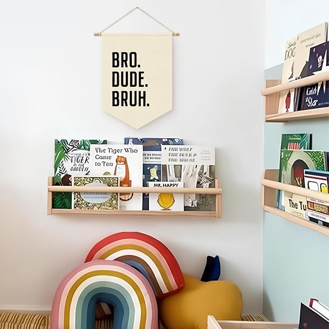 Boy Nursery Decor, Boys Room Banner Decor, Playroom Wall Decor, Bro Dude Bruh Wall Hanging Pennant Flag Banner Decor for Nursery Classroom Playroom Kids Room, Playroom Essentials