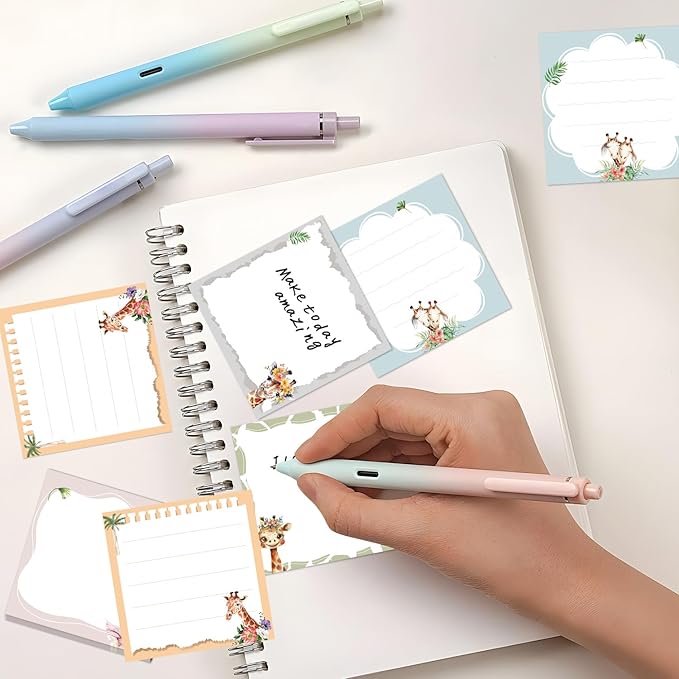 Giraffe Sticky Notes Gifts - 9 Pack Cartoon Giraffe Notepads 3x3 Inch Gifts for Women Men, Safari Animal Self-Adhesive Memo Pads Office School Supplies (450 Sheets)