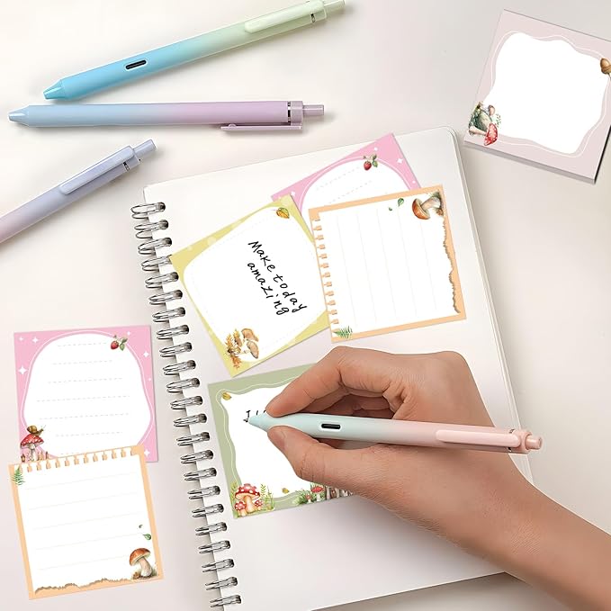Mushroom Sticky Notes Gifts - 9 Pack Cartoon Mushroom Notepads 3x3 Inch Gifts for Students Coworkers, Cute Self-Adhesive Memo Pads Office School Supplies (450 Sheets)