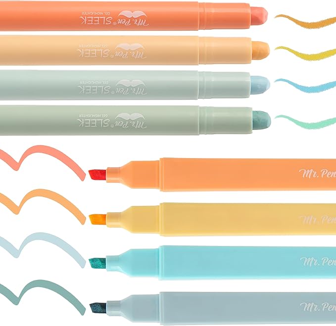 Mr. Pen Aesthetic Highlighters, 8 Pack, Pastel Color Bible Highlighter No Bleed