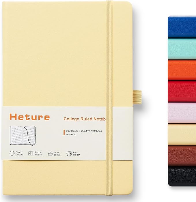 Hardcover Notebooks, A5 Lined Journals Notebook for Writing 160 Pages, 8.2 x 5.5 inch, Classic Ruled Notebooks for College/Work/Travel (Yellow, 1 Pack)