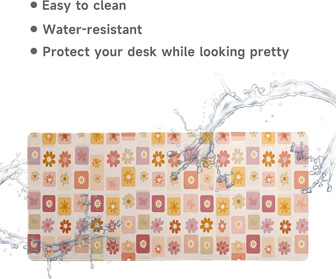 Desk Mat Mouse Pad Gaming Desk Pad XL Large Mouse Mat Office Decor Accessories (Flower)