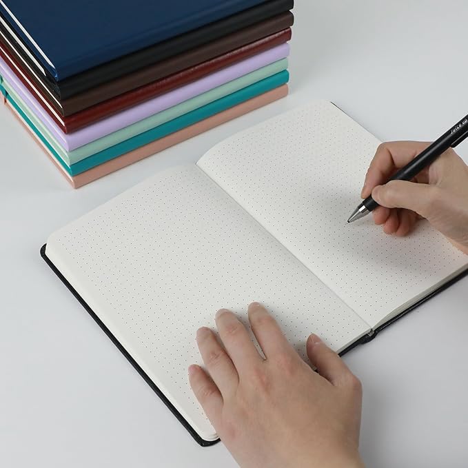 Bullet Dotted Journal Hardcover Notebook, A5 140 Pages 120Gsm Thick Paper for School,Note Taking,Work,Diary，5.7''*8.3'',Black
