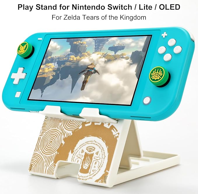 Tscope Cute Switch Stand for Nintendo, for Tears of The Kingdom Holder Bracket, Adjustable Foldable Portable Compact Playstand for Switch / 2 / Lite/OLED (White Tears)