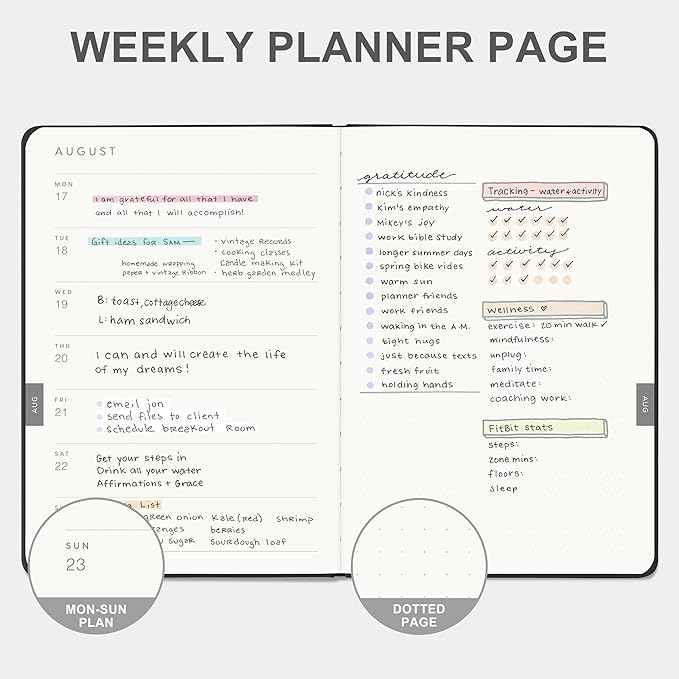 And Per Se 2026 Planner-Daily, Weekly & Monthly Leather Hardcover Planner, 5.7" x 8", Daily Schedule, 100 GSM Thick Paper, Back Pocket (Black)