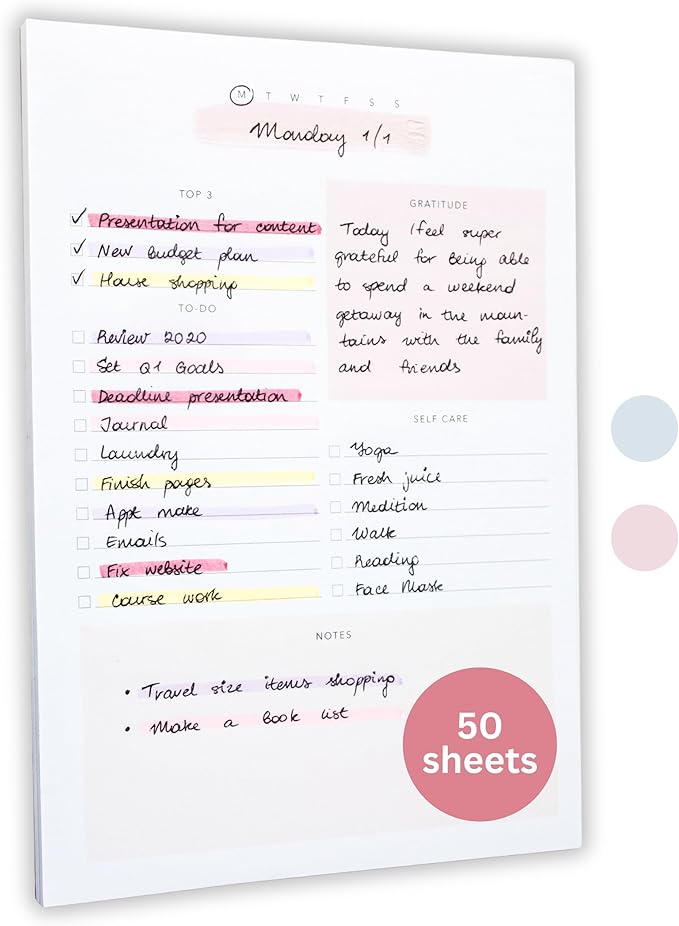 Lamare Daily To Do List Notepad – Daily Planner Undated, Work Planner and Things To Do Notepad for Productivity
