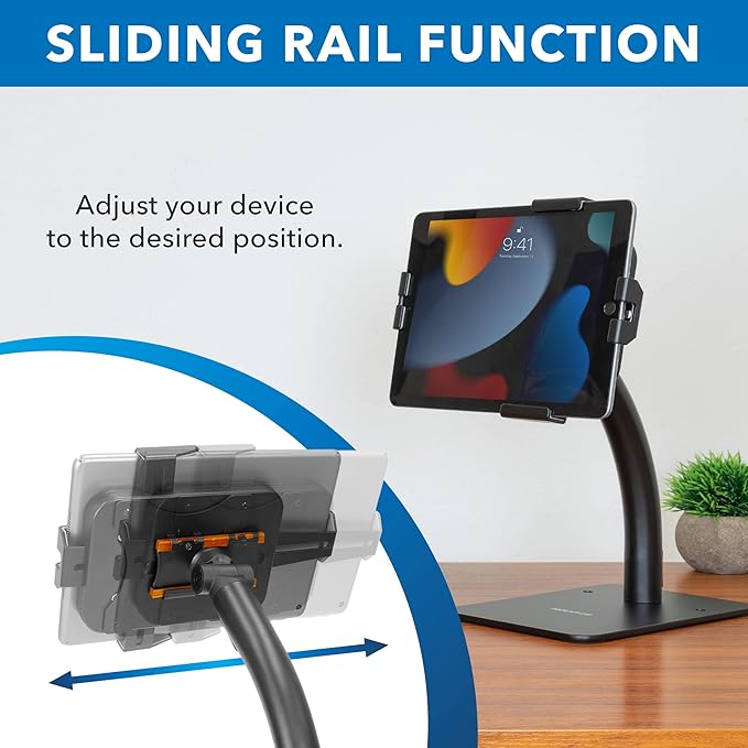 Mount-It! Anti-Theft Tablet Kiosk Countertop Stand, Universal Retail POS Tablet Stand for 7.9"–11" iPad & Samsung Tablets, 360° Rotation & Bolt-Down Base, Black