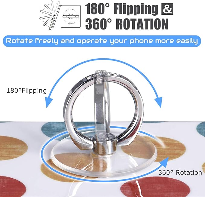 Transparent Phone Ring Holder Grip - EI Sonador Clear Cell Phone Ring Stand Holder Finger Grip Kickstand 360° Rotation, Compatible with Most of Phones, Tablets and Case (2 Aquamarine Diamond)