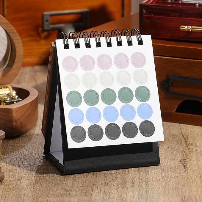 Mini Desk Calendar 2026 - Use January 2026 to June 2027, Small Standing Desk Calendars with Stickers for Home Office School, 250gsm Thick Paper (Mini Black)