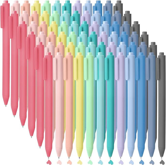 72 Pcs Colored Retractable Gel Pens Pastel 0.5mm Fine Point Cute Colorful Gel Ink Pens Quick Dry for Writing Drawing Journaling Note Taking Office Home(Classic Color)