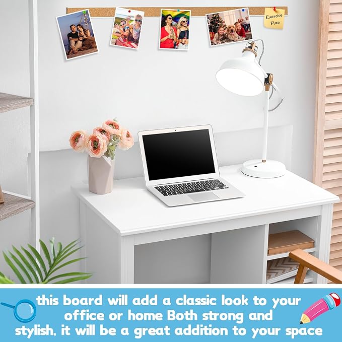 5 Pcs 72'' x 2" Cork Board Strip for Wall - Bulletin Bar Tack Board With Aluminum Trim - Brown Cork Strips for Classroom Office Walls Cubicle