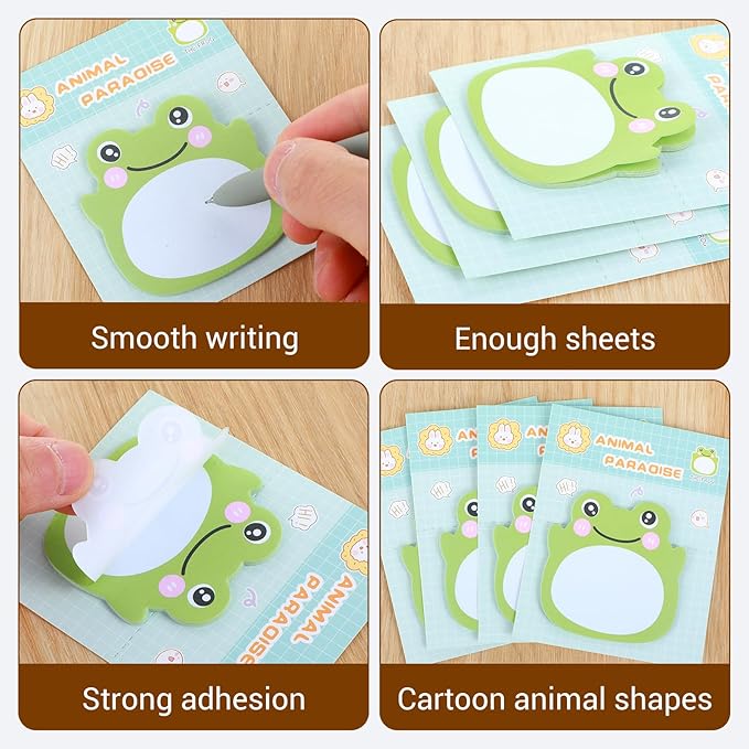 160Pcs Frog Sticky Notes Sets - Animal Shaped Kawaii Sticky Notes, Repositionable Frog Accessories for Office School Creative Gifts