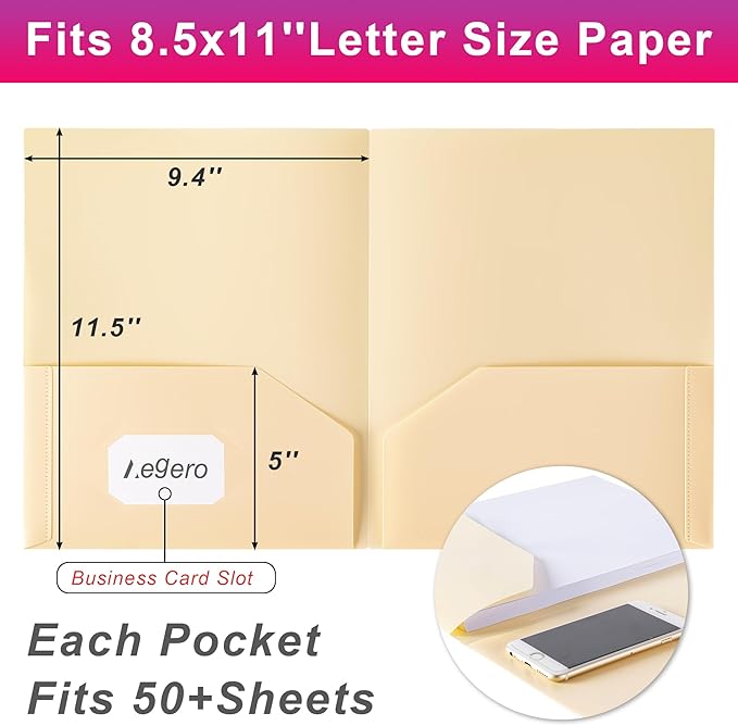 Plastic Folders with Pockets (7 Pack, Sakura Pink), Durable Heavy Duty File Folders with Business Card Slot, 2-Pocket Folder for Schoolwork & Office,Letter Size