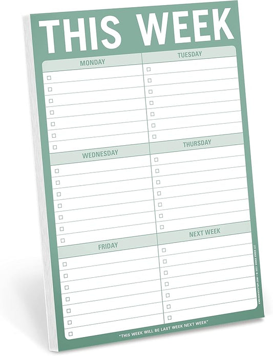 Knock Knock 1-Count This Week Pads, To Do List Notepads, 6 x 9-inches each (Sage Green)
