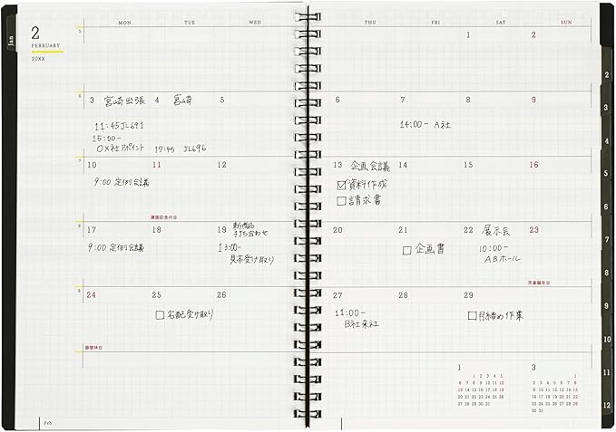 Maruman MNEMOSYNE Monthly Diary 2025, Monthly Planner with Tabs, 8.27 x 5.83 Inches (A5), 1 ea (MND283-25)