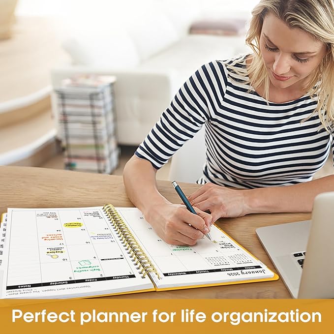 2026 Planner, Weekly and Monthly Calender Planner, Jan 2026 to Dec 2026, Hardcover 2026 Calendar Book with Tabs & Inner Pocket, Office Home School Supplies for Women & Men - A4 (8.5" x 11"), Yellow