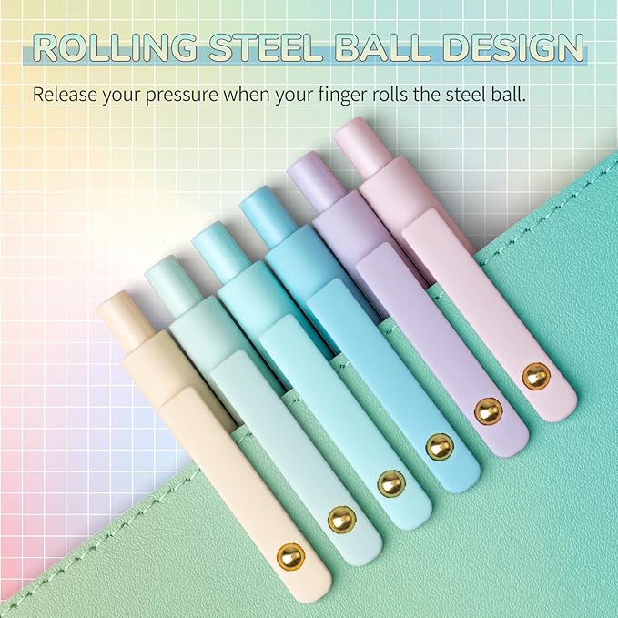 Gel Pens, 6 Pcs Fine Point Smooth Writing Pens Cute Pens for Women, High-End Series 0.5mm Black Ink Pens for Journaling Note Taking, School Office Supplies (6 Pcs Gold Gradient)