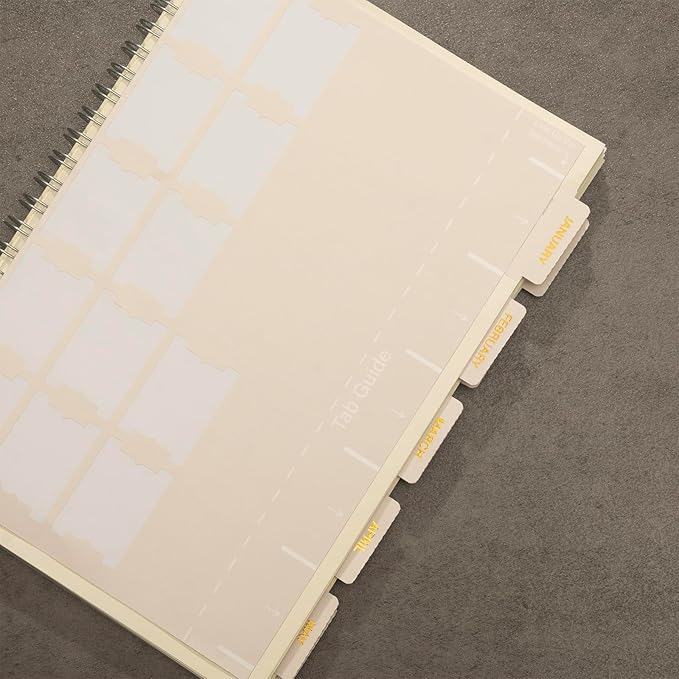 Lumintutu Gold Foil Embossed Planner Monthly Stickers, Laminated 40 Adhesive Plan Tabs Accessories for Notebooks, Hobonichi 2026 Happy Calendar Inserts Set (Latte)