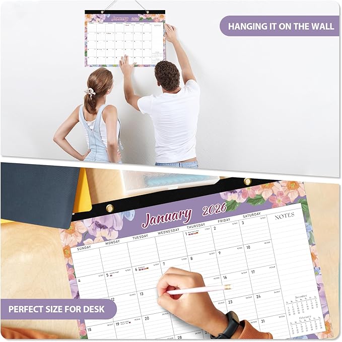 2026 Desk Calendar, Large Desktop/Wall Monthly Calendar (Jan. 2026 - Jun. 2027) 17'' x 12'' Personal Desk Planner for Teacher Family School Office Supplies