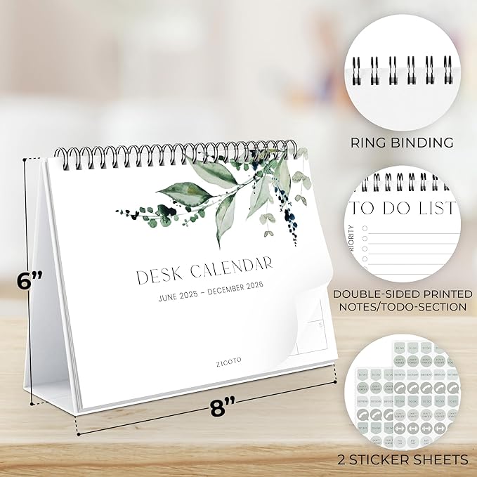 Aesthetic Desk Calendar 2026 - Runs until December 2026 - Beautiful Small Flip Desktop Calendar for Easy Organizing