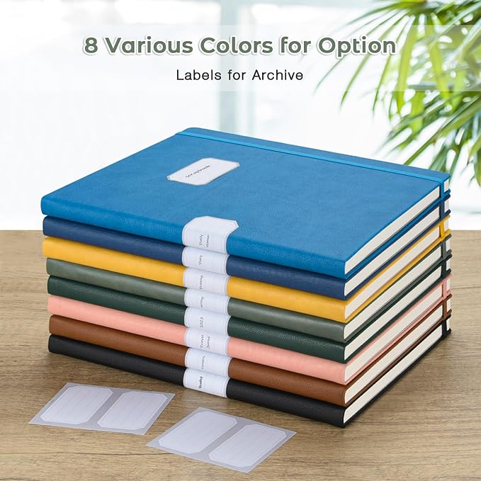 Blank Notebook, Hardcover Sketch Book, 8.5" x 11" Large Blank Journal, No Bleed Thick Paper Sketchbook for Drawing, Unlined Notebook Journal for Women Men, A4 Leather Sketchbook, Lay Flat, Light Green