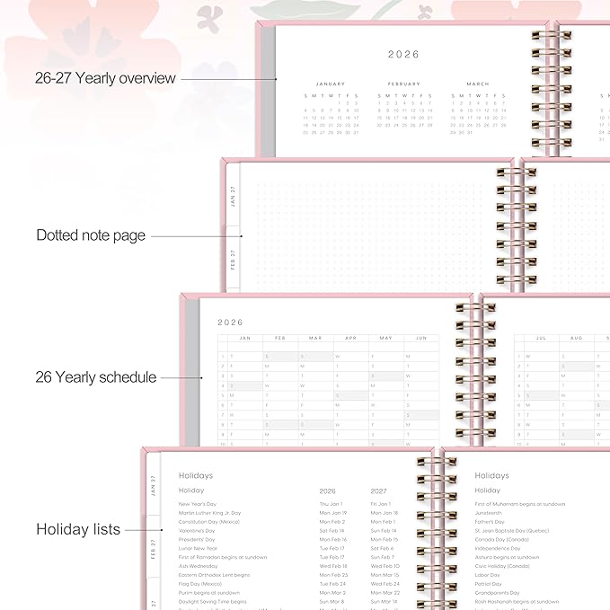 And Per Se 2026 Planner with Pattern, A4 Size-Daily, Weekly & 18-Monthly Planner, Daily Schedule, Monthly Tabs, 100 GSM Thick Paper(Elegant Florals)