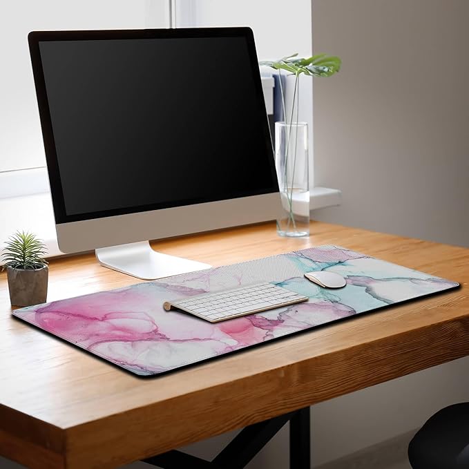 Big Mouse Pad - Colorful Gaming Mousepad, Non-Slip Rubber Base, Waterproof with Stitched Edges, 35.4" X 15.7" for Game Office
