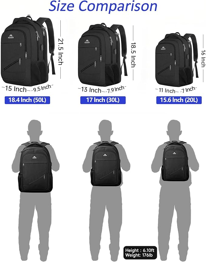 MATEIN 17 Inch Work Laptop Backpack, Large College Computer Bookbag with TSA Laptop Compartment, Water Resistant Business Travel Backpack with USB Port, Graduation Gifts for Men Women