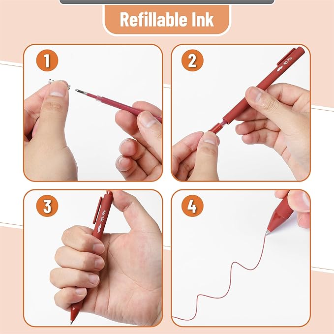 Mr. Pen- Retractable Gel Pens, 8 Pack, Unique Vintage Ink Colors Gel Pens Fine Point 0.7mm, Vintage Pen