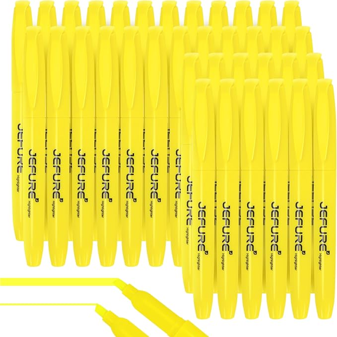36 Pcs Highlighters, Chisel Tip, yellow Bible Highlighters Bulk - Quick Dry, Ideal for Studying, Note-Taking, School Supplies for Teachers