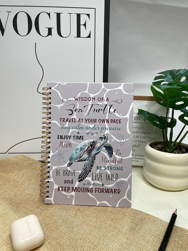 Cute Notebooks Journal For Women - Sea Turtle Dairy Funny Hardcover College Ruled Lined,5.8"X8.3",Pretty Spiral Meeting Notebook,Gifts For Sea Turtles Lover Men Friends On Birthday Christmas Mothers Day (Grap)