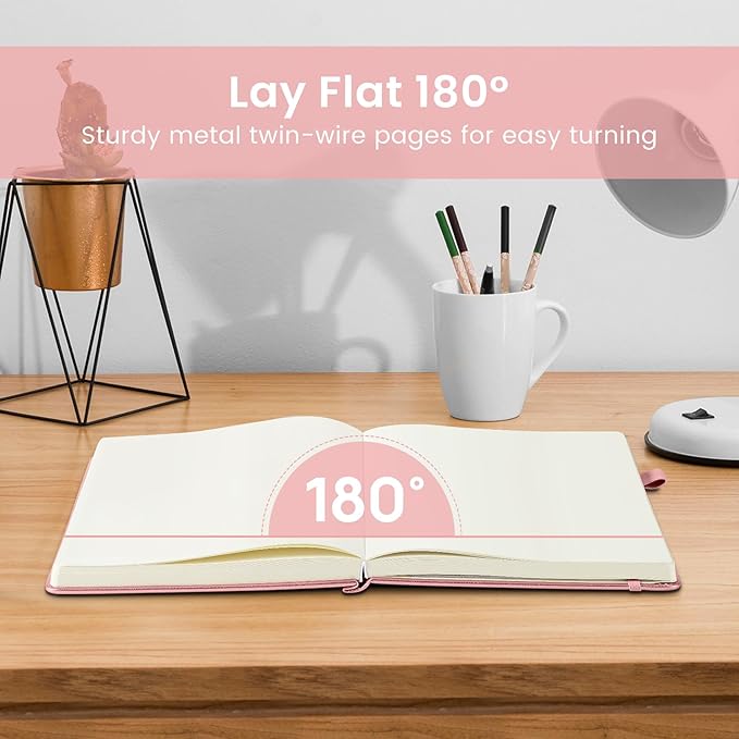 Taja Blank Journal Notebook for Women & Men, Hardcover Leather Journal for Writing, Sketch Book, A5 Plain Paper Notebook for Drawing & Sketching, Perfect for Office School Home Supplies, Pink