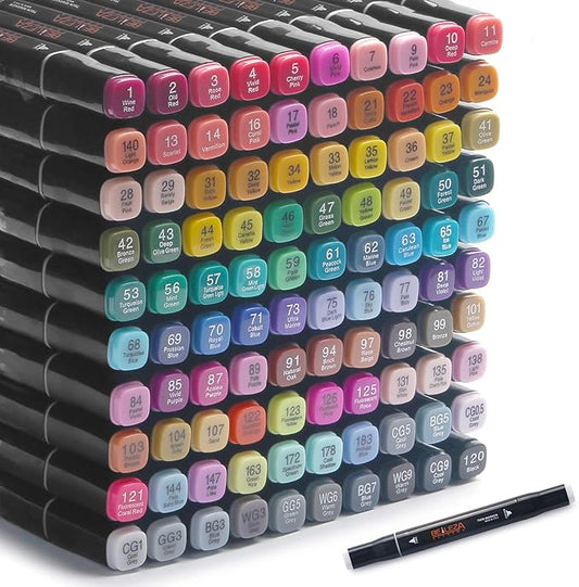 101 Colors Alcohol Markers Dual Tips Permanent Art Marker Pen for Adult, Alcohol-Based Highlighter Pens Sketch arts set for Coloring,Painting, Sketching and Drawing with Carrying Case